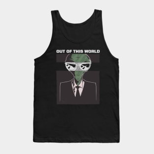 Best gift for an (out of this world) great person, funny cool Alien with suit and sunglasses graphic, UFO outer space lover cartoon, Men Women Tank Top